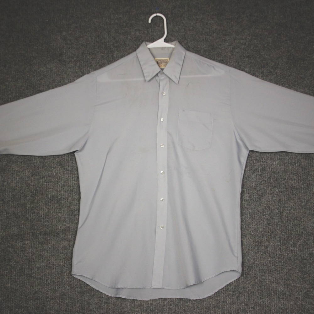 615‎ Collection Mens Silk Touch Light Blue Long Sleeve Button Up Shirt Size 15.5